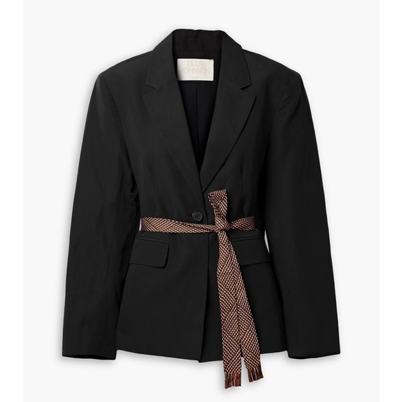 Ulla Johnson Ellery belted cotton, linen and silk-blend blazer Black size 4 - Picture 10 of 12